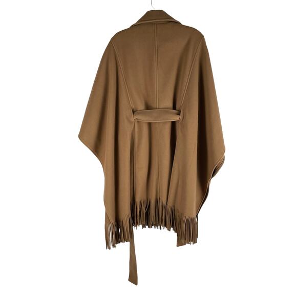 Express Fringe Belted Cape Poncho Coat Butterscotch Camel Size M/L - Picture 10 of 12